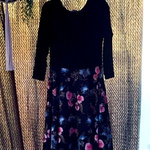 Long sleeved black and floral dress